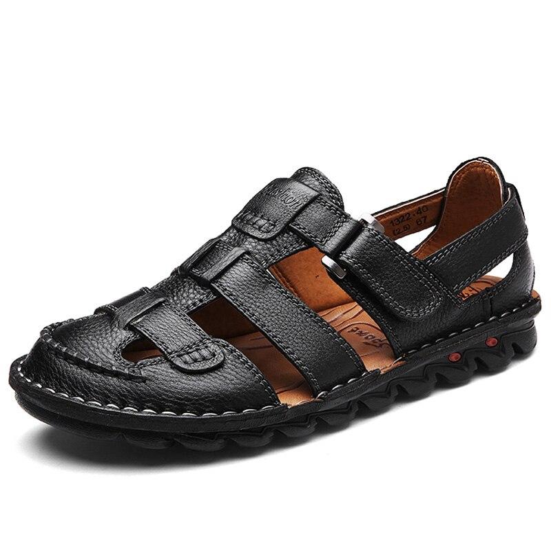 Sandales en cuir de vache de haute qualité Summer extérieur hommes faits à la main sandales Fashion Men de plage Chaussures en cuir plage
