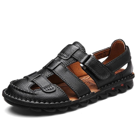 High quality cow leather sandals summer outdoor handmade men sandals fashion comfortable men beach leather shoes
