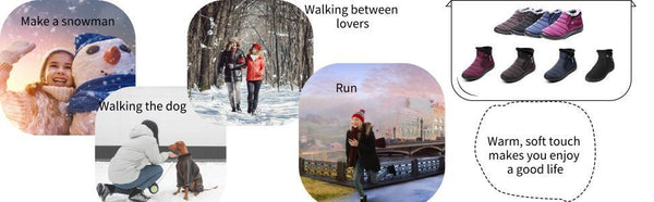 Warm snow shoes for women Outdoor fur lining Winter shoes Anti-Slip Lightweight Ankle Bootie