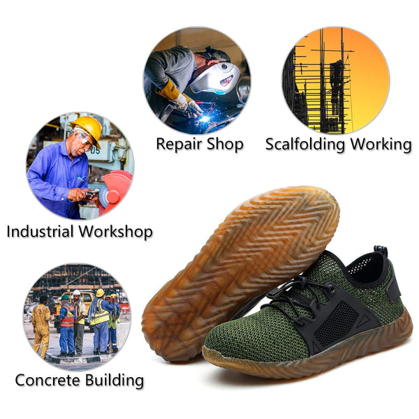 Zapatos de trabajo para hombres Malla transpirable Ligerable Cómodo de acero Seguridad Industrial Construcción Industrial Zapatos antideslizantes