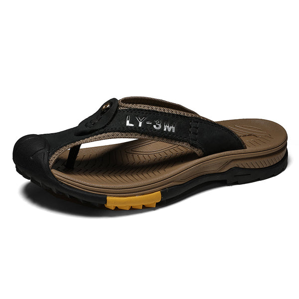 Leather Shoes Men's Sandals Men's Flip Flops Men's Casual Shoes Classic Massage Beach Slippers Anti-slip