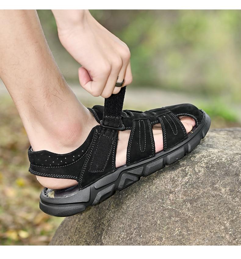Men's Summer Leather Lightweight Sandals Outdoor Comfortable Beach