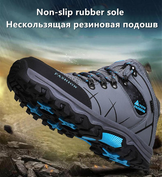 Kaegreel Men's Waterproof Leather Warm Outdoor Hiking Boots Work Shoes Winter Snow Shoes