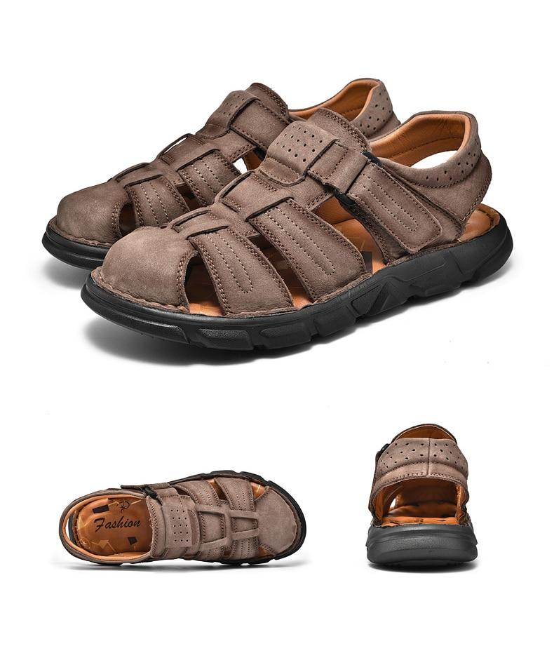Men's Summer Leather Lightweight Sandals Outdoor Comfortable Beach