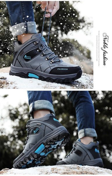 Kaegreel Men's Waterproof Leather Warm Outdoor Hiking Boots Work Shoes Winter Snow Shoes