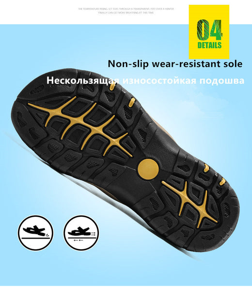 Men's Sandals Outdoor Non-Slip Men's Beach Sandals Handmade Genuine Leather