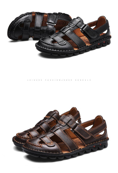 High quality cow leather sandals summer outdoor handmade men sandals fashion comfortable men beach leather shoes