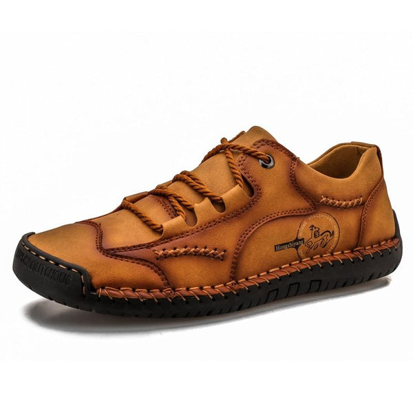 Men's hand sew soft lacing microfiber leather shoes