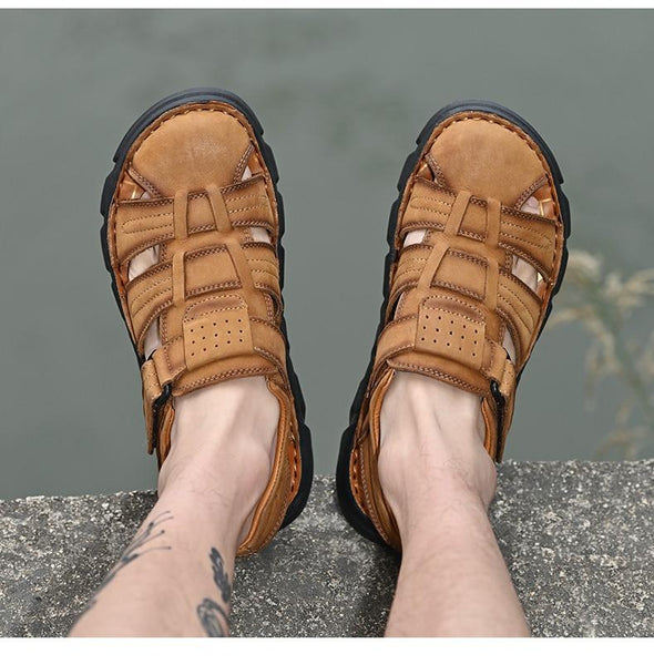 Summer Genuine Leather Men's Sandals Lightweight Men's Shoes Outdoor Comfortable Beach Sandals