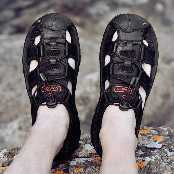 Men Genuine Leather Summer Sandals Fashion Slippers