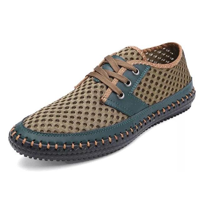Sommer Atmungsaktive Mesh Männer Casual Schuhe Für Bequeme Handgemachte Männer Lace-Up Loafers Männer Schuhe