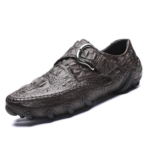 Men's casual real leather crocodile pattern cowhide luxury fashion Breathable ticket on comfortable moccasins shoes
