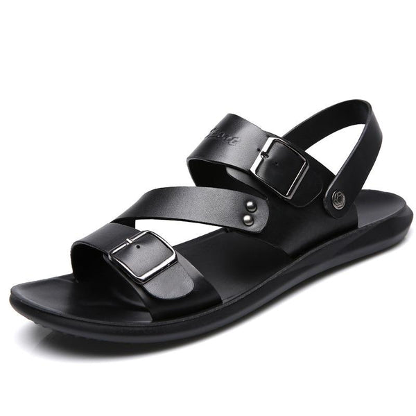 Kaegreel Men Summer Comfortable Leather Barefoot Sandals