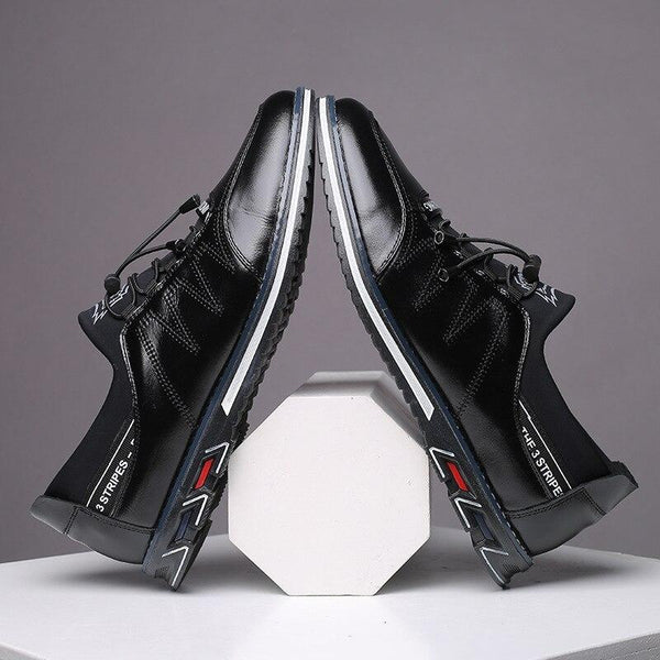 Men's real leather High quality elastic band Fashion design Solid toughness Comfortable business shoes