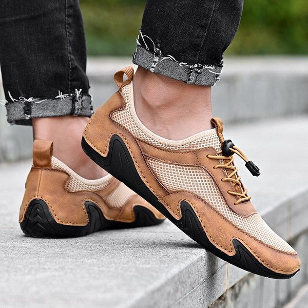 Kaegreel Men's Large Size Breathable Mesh Fabric Lace-up Octopus Botton Casual Shoes