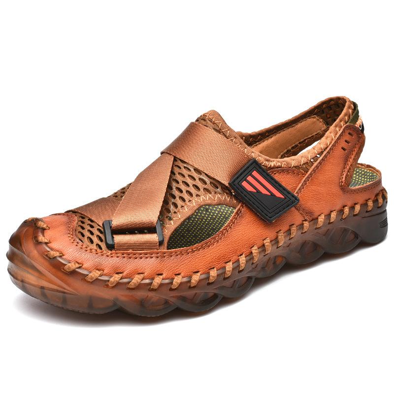 Kaegreel Summer shoes breathable soft leather sandals beach shoes - Men ...