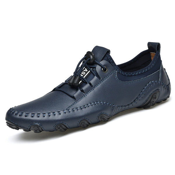 Kaegreel Herren Handgefertigte Leder Lässige Mode Fahren Schuhe Lace-Up Komfortable Müßiggänger Sneakers