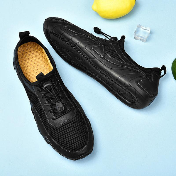 Kaegreel Men's Large Size Breathable Mesh Fabric Lace-up Octopus Botton Casual Shoes