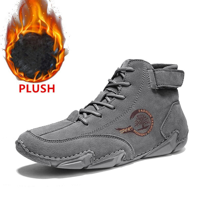 Men's Winter Suede With Fur Casual Warm Boots Casual Sneakers - Men's Handmade Leather Shoes