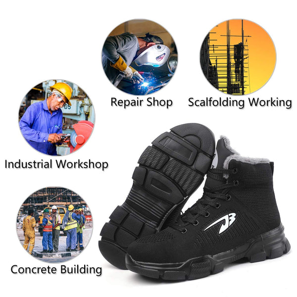 Men Steel Toe Boots Зимняя Теплая Удобная Промышленная Строительство Нескользящая Теннисная Обувь Безопасная обувь