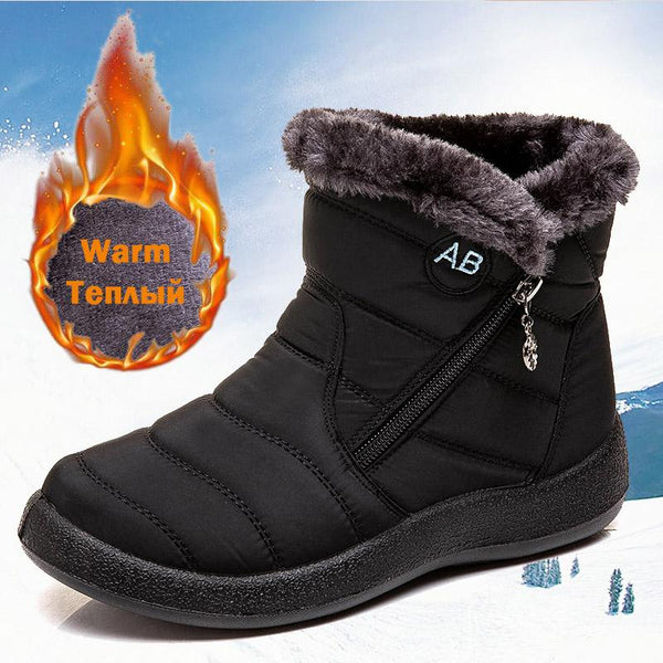 Women Winter Snow Boots Ankle Short Boots Slip On Waterproof Outdoor Women Ankle Boots Fur Lined Warm Shoes