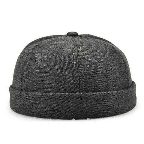 Männer Solid French Eimer Cap Flansche Schädelkappe Sailor Cap Rolled Manschette Retro Mode BRIMLESS Hüte