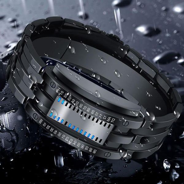 Moda uomo Guarda Impermeabile Data luminosa Display creativo LED Full Steel Watch Digital