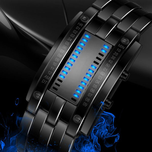 Fashion Men Watch Waterproof Luminous Date Display Creative LED Full Steel Digital Watch