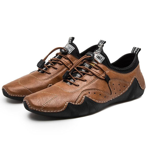 Men Hand Stitching Microrfiber Leather Breathable Non Slip Soft Casual Driving Shoes