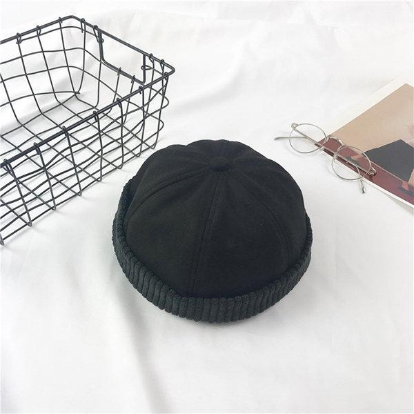 Men & Women Retro Rolled Cuff Brim Hat Skullcap Sailor Cap Worker Hat Adjustable