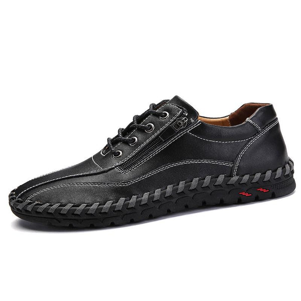 Mens men large men hand sewing side zipper casual leather shoes