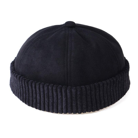 Men & Women Retro Rolled Cuff Brim Hat Skullcap Sailor Cap Worker Hat Adjustable