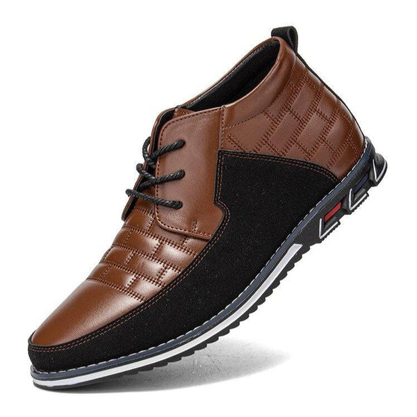 Botas de tobillo de cuero ocasionales de cordón de punta redonda para hombres (ancho de zapato estrecho, tamaño más grande.)
