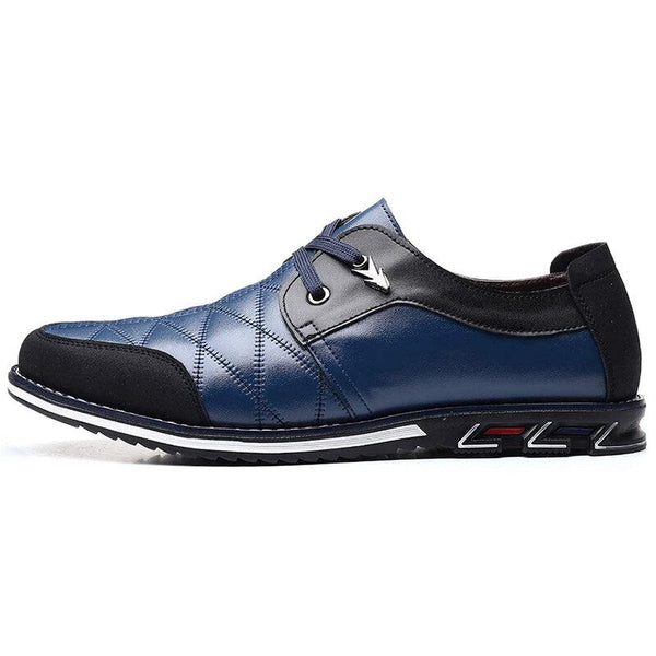 Kaegreel Herren Plaid Leather Weiche Schnürung lässt comfy Casual Schuhe (Menschen mit breiten / dicken / gewölbten Füßen werden empfohlen, einen größeren Schuh auszuwählen.)