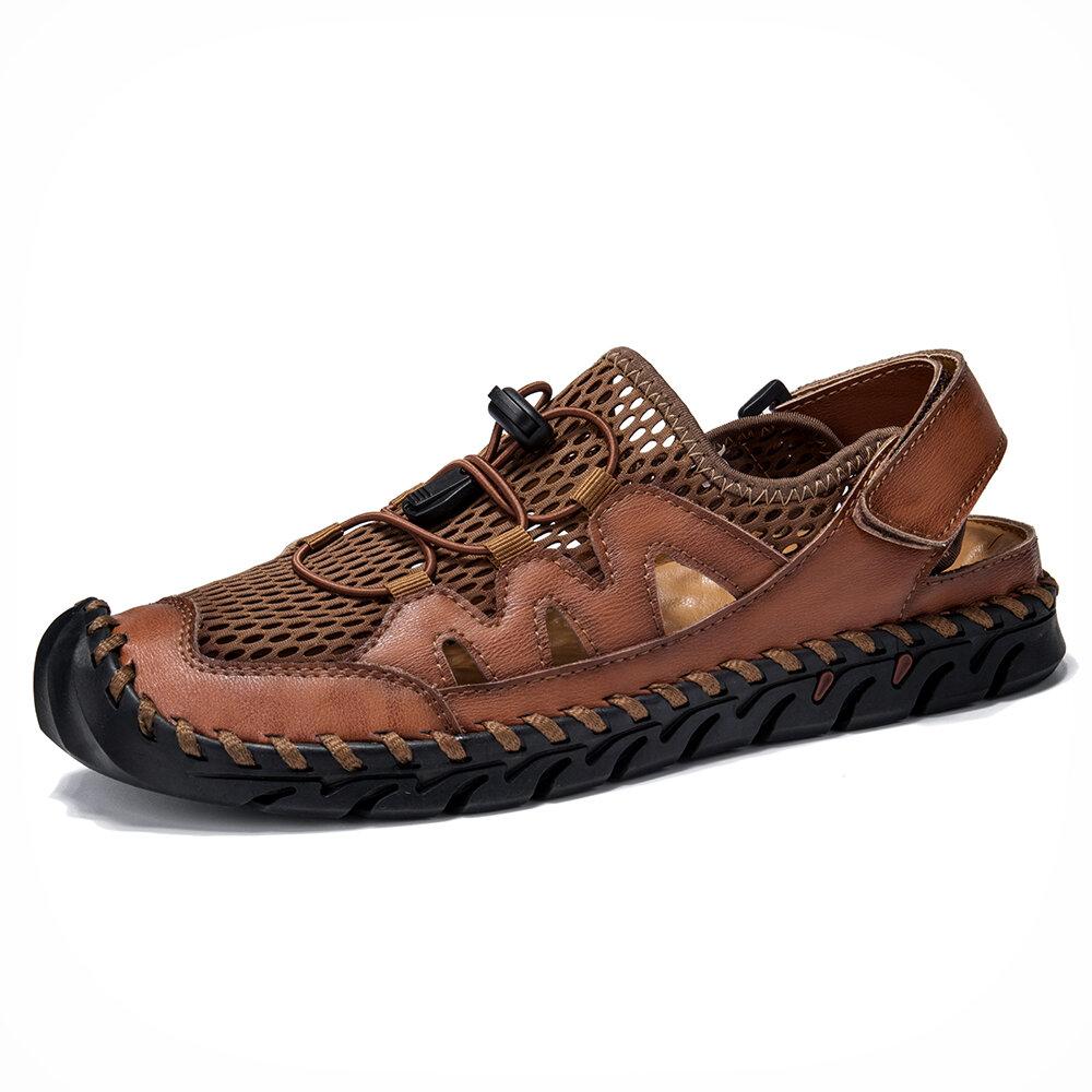 Kaegreel Men's Rubber Toe Cap Leather Handmade Breathable Water Sandals ...