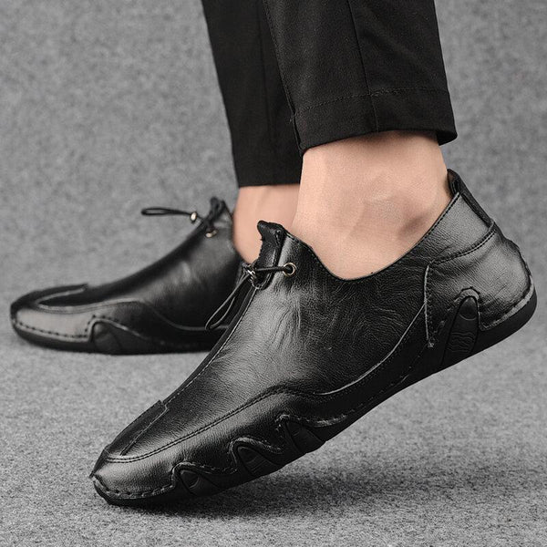 Men's Genuine Leather Non-Slip Elastic Pointed Casual Shoes
