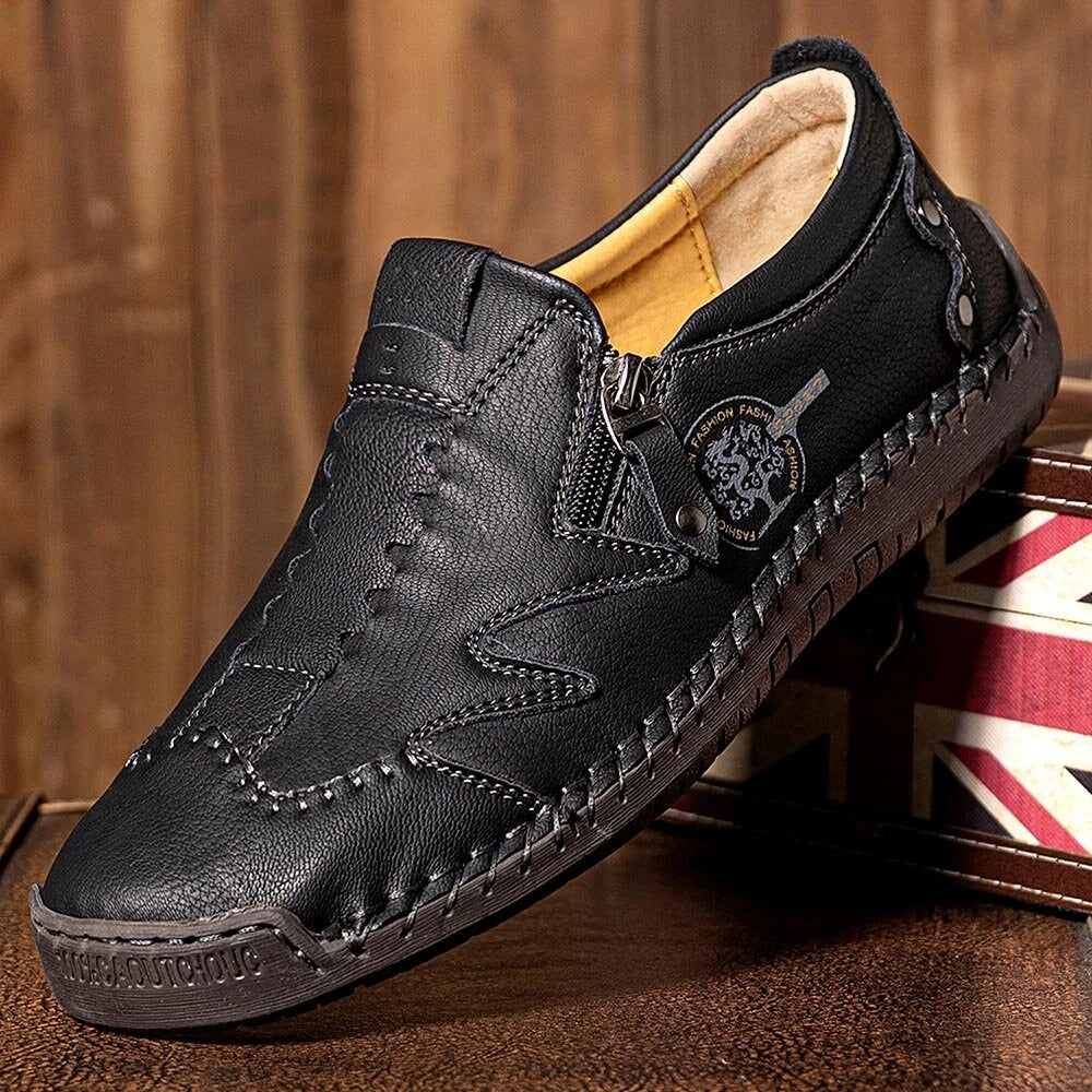 Kaegreel Men Microfiber Leather Side-zip Soft Sole Hand-stitched Shoes ...