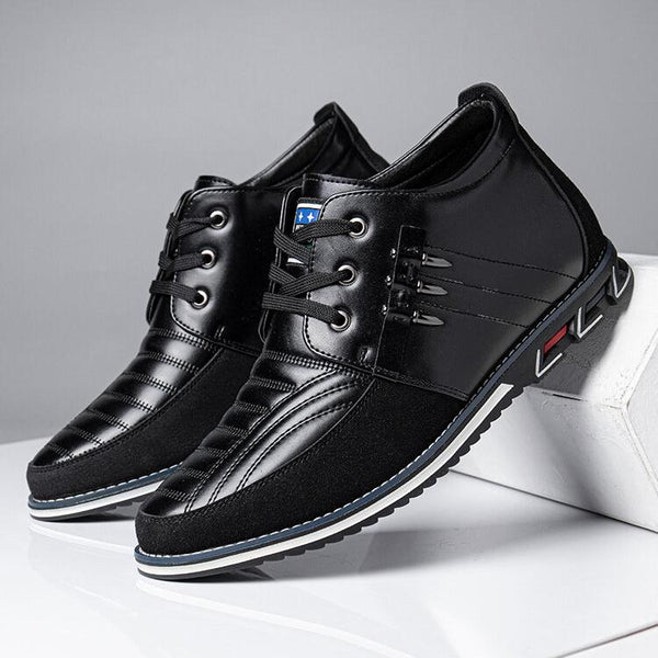 Мужские Microfiber кожаные заклепки на шнуровке Бизнес повседневные ботинки лодыжки (узкая ширина обуви, более широкий размер.)