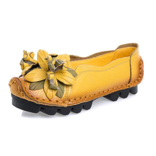 Women's Grain Leather Shoes Flat Loafers