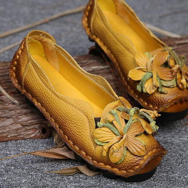 Women's Grain Leather Shoes Flat Loafers