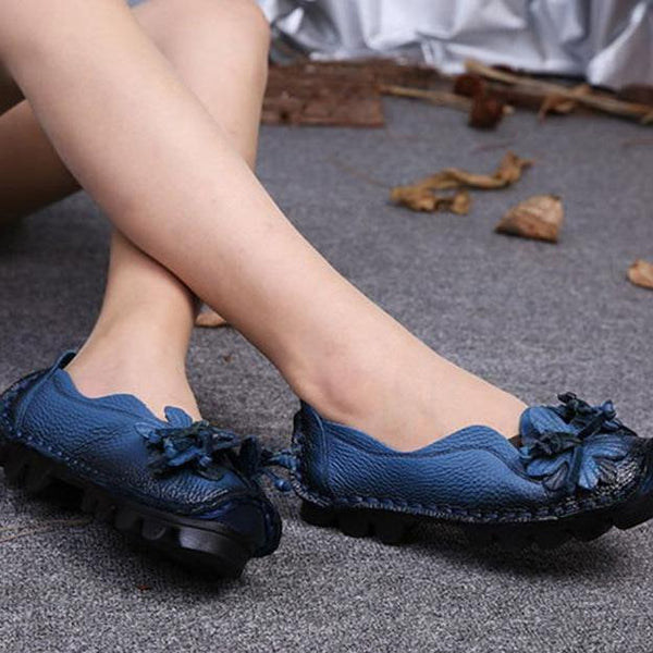 Women's Grain Leather Shoes Flat Loafers