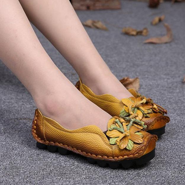 Kaegreel Women's Grain Leather Shoes Flat Loafers - Women Loafers ...