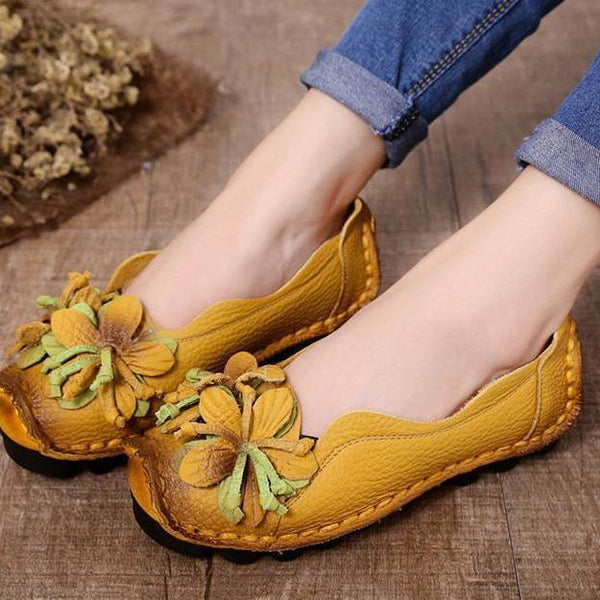 Women's Grain Leather Shoes Flat Loafers