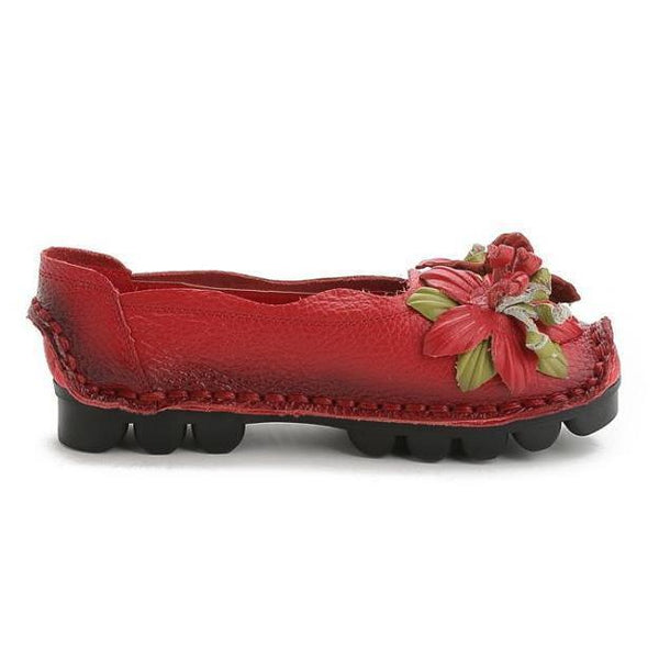 Women's Grain Leather Shoes Flat Loafers